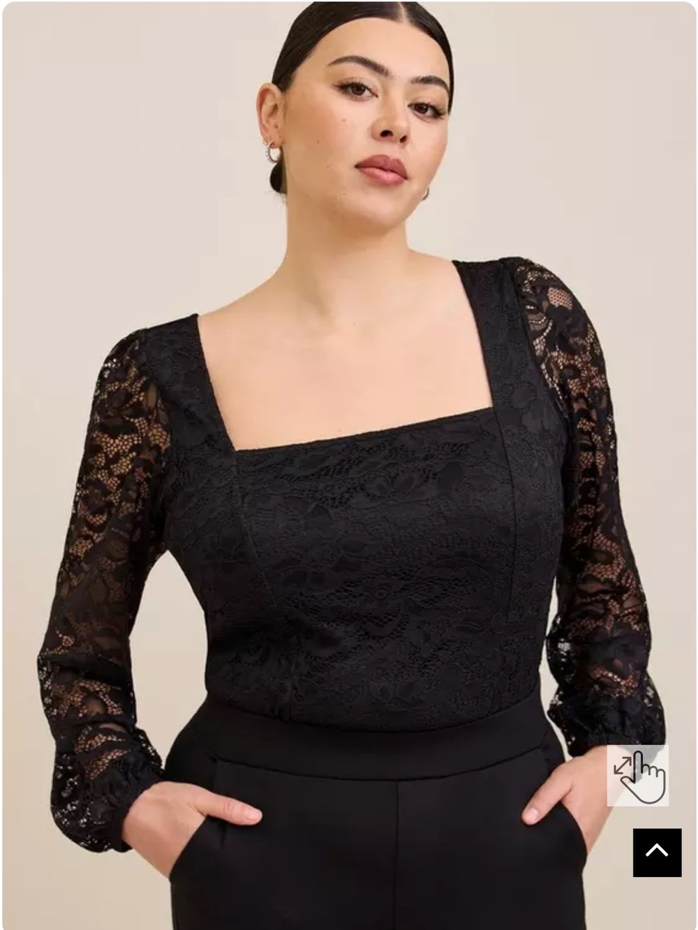 Torrid Lace Square-Neck Long Sleeve Top Black 3